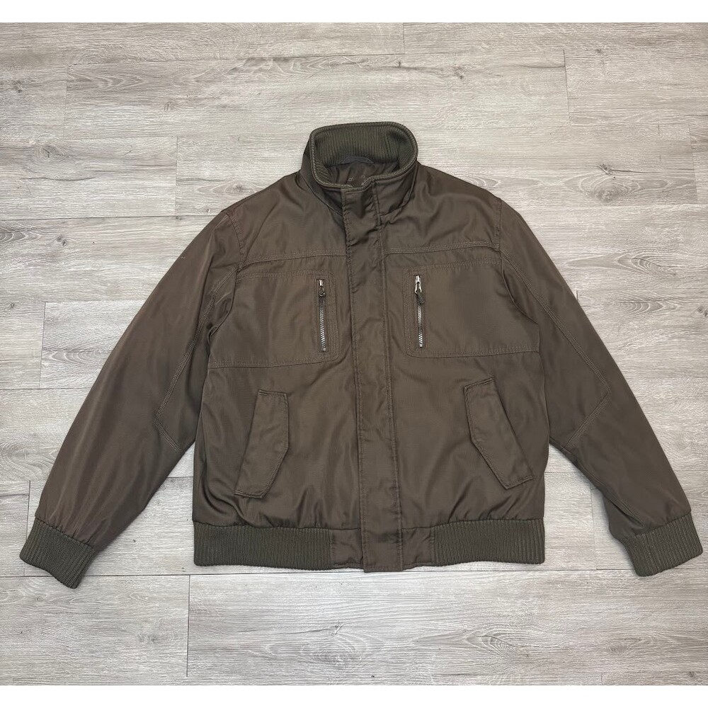 Calvin Klein Bomber Jacket Men’s Large Brown Olive Tone Insulated Full Zip